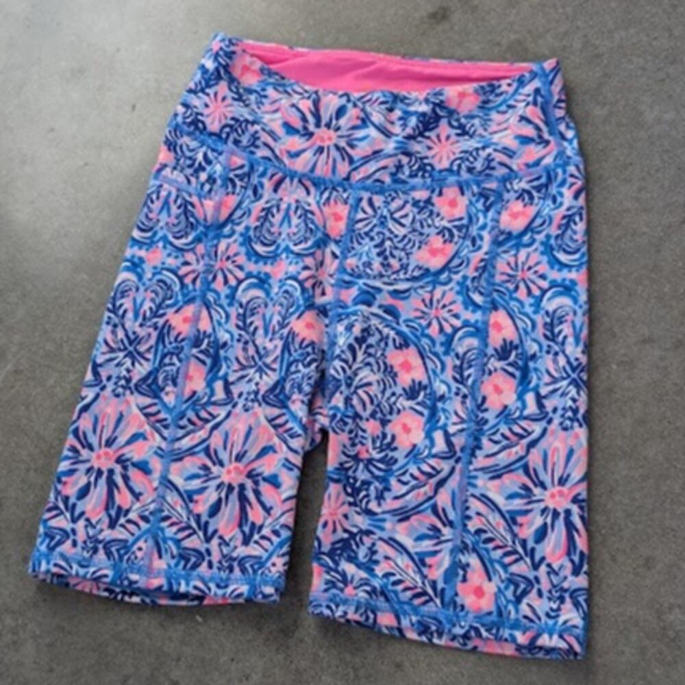 LILY PULITZER Luxletic High Rise Biker Shorts Size XXS Colorful Activewear Pink